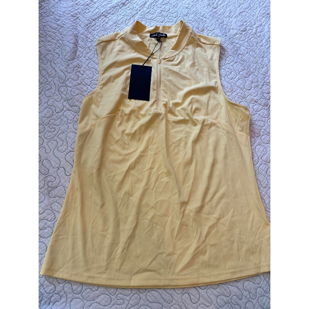 Bad Birdie Sleeveless Golf Polo Pale Banana Yellow Womens Size Large
